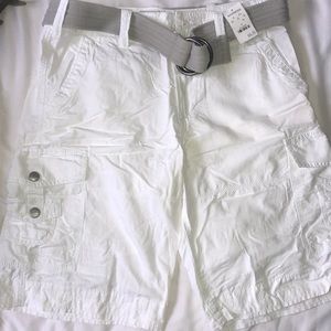 Express white cargo shorts.